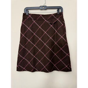 Women's L.L.Bean Brown Pink Plaid Mini Skirt 6P